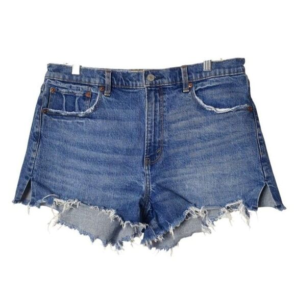 Abercrombie & Fitch Womens Cutoff Denim Shorts 14 High Rise Curve Mom Love - Picture 1 of 5